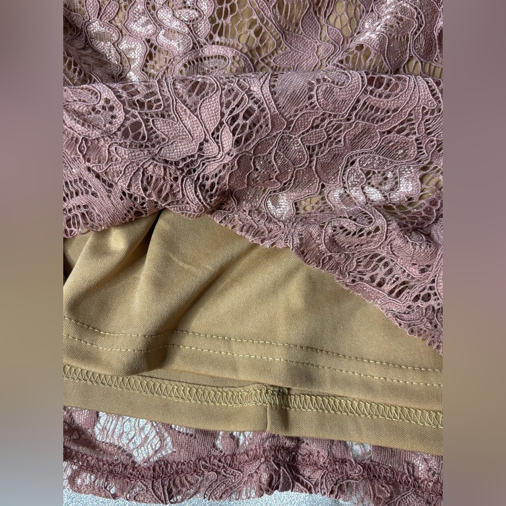 New GbyGUESS Fifer Lace Ruffle Dress - Mauve/Rose Color - Picture 10 of 11